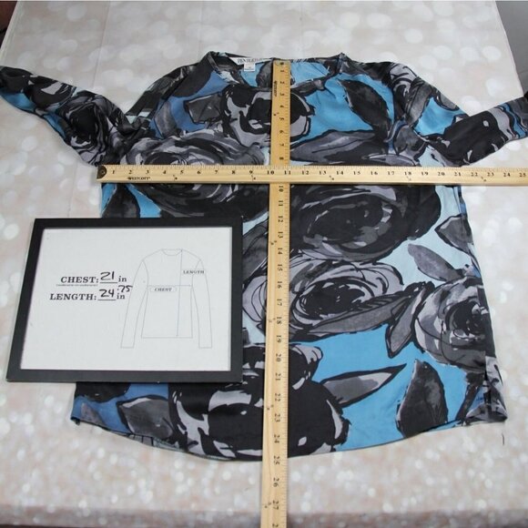 Pendleton "Out of the Blue" 100% Floral Silk Long Sleeve Blouse, Women's 12 - Picture 3 of 7